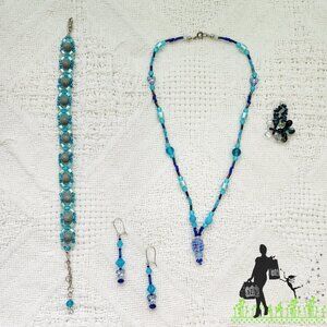 BFD Beaded Set of Jewery in Blue Colour tones